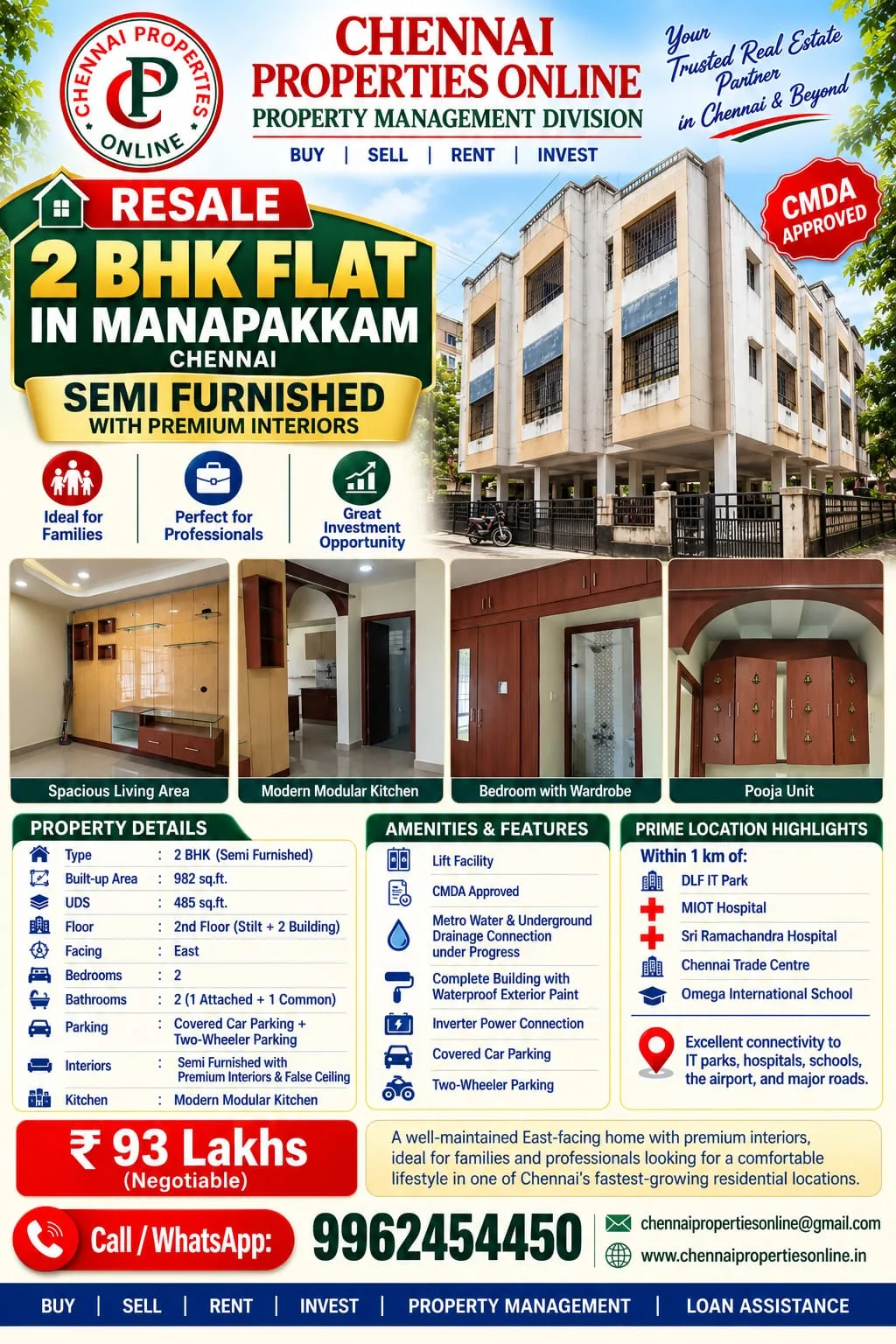 2BHK resale flat, Manapakkam — photo 1