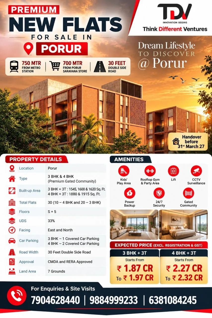 Premium new flats in Porur (Think Different Ventures) — photo 1