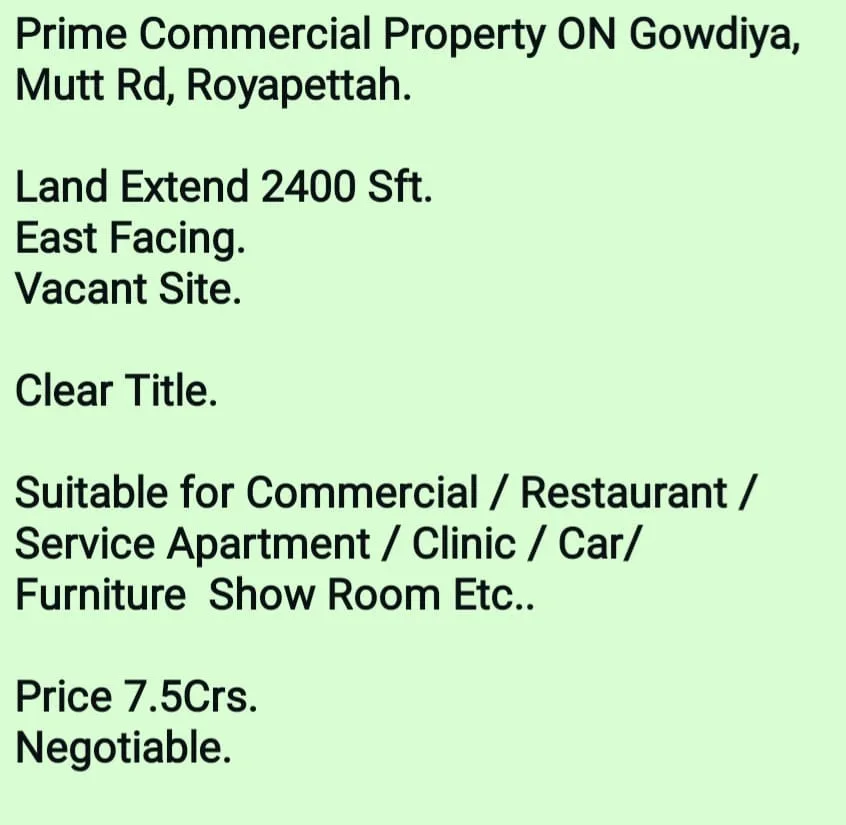 Prime commercial property on Gowdiya Mutt Rd, Royapettah — photo 1